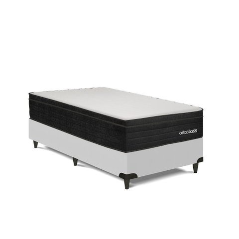Cama Box Solteiro Poli Pillow D45 Espuma Malha Lacê Branco Ortobom