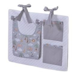 Porta Treco e Fralda Organizador Quarto de Bebê Menino Menina 1 Peça com Laço:safari Cinza - 2
