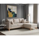 Ver imagem 1 de Sofá Beny com Chaise Direita, 2,00x1,40m, 3 Lugares, Linho, Base em Madeira.