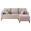 Ver imagem 2 de Sofá Beny com Chaise Direita, 2,00x1,40m, 3 Lugares, Linho, Base em Madeira.