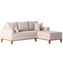 Ver imagem 3 de Sofá Beny com Chaise Direita, 2,00x1,40m, 3 Lugares, Linho, Base em Madeira.