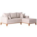 Ver imagem 4 de Sofá Beny com Chaise Direita, 2,00x1,40m, 3 Lugares, Linho, Base em Madeira.