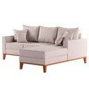 Ver imagem 3 de Sofá Beny com Chaise Direita, 2,00x1,40m, 3 Lugares, Linho, Base em Madeira.