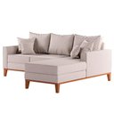 Ver imagem 2 de Sofá Beny com Chaise Direita, 2,00x1,40m, 3 Lugares, Linho, Base em Madeira.