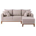 Ver imagem 1 de Sofá Beny com Chaise Direita, 2,00x1,40m, 3 Lugares, Linho, Base em Madeira.