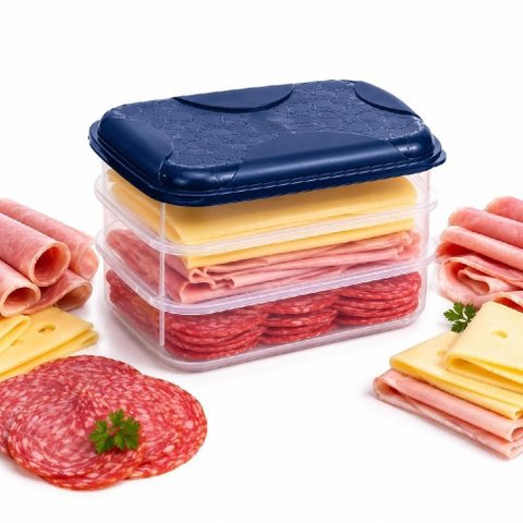 Organizador de Frios Triplo Porta Marmita 3 Andares Polipropileno PP Kit 3 Pecas Geladeira Multiuso