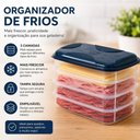 Ver mais imagens de Organizador de Frios Triplo Porta Marmita 3 Andares Polipropileno PP Kit 3 Pecas Geladeira Multiuso