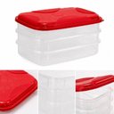 Ver imagem 2 de Organizador de Frios Triplo Porta Marmita 3 Andares Polipropileno PP Kit 3 Pecas Geladeira Multiuso