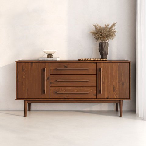 Buffet Balcão Pequeno Madeira 145 cm 2 Portas 3 Gav Tecca Idimex