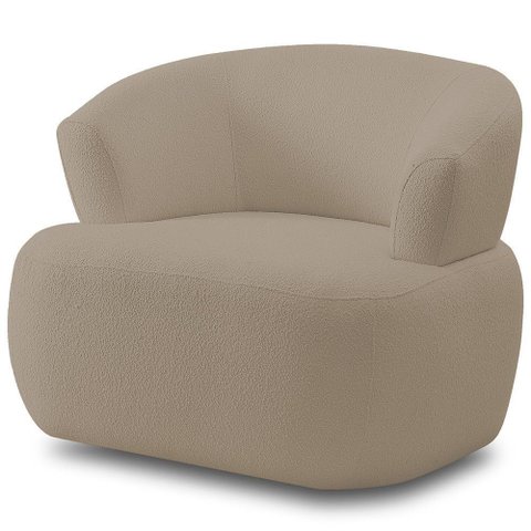 Poltrona Giratória Orgânica para Sala Living Florea M05 Bouclê Bege - Lyam Decor