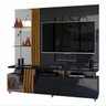 Rack com Painel Bella para Tv até 55 Polegadas Preto Gloss Tronco Ripado Dj Móveis - 3
