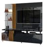 Rack com Painel Bella para Tv até 55 Polegadas Preto Gloss Tronco Ripado Dj Móveis - 2