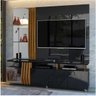 Rack com Painel Bella para Tv até 55 Polegadas Preto Gloss Tronco Ripado Dj Móveis - 1
