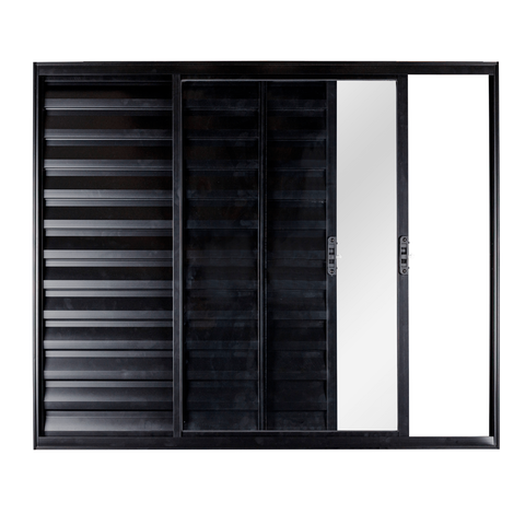 Janela Veneziana 3 Folhas Alumínio Preto 120x120 Linha Esmeralda