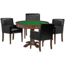 Ver imagem 1 de Mesa de Jogos Carteado Victoria Redonda Tampo Reversível Imbuia com Kit 4 Cadeiras Liverpool Pu
