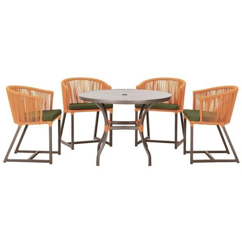 Mesa com 4 Cadeiras e Noronha Estofado 13 Trama Original Terra Cota
