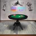 Ver imagem 6 de Mesa de Jogos Carteado Redonda Montreal 6 Lugares Tampo Reversível com Gavetas e Porta Copos Preto