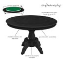 Ver imagem 2 de Mesa de Jogos Carteado Redonda Montreal 6 Lugares Tampo Reversível com Gavetas e Porta Copos Preto
