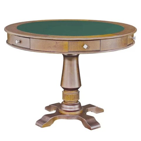 Mesa de Jogos Carteado 4 Lugares Victoria Redonda Tampo Reversível com Gavetas e Porta Copos Amê