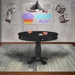 Mesa de Jogos Carteado Redonda 4 Lugares Victoria Tampo Reversível com Gavetas e Porta Copos Preto - 6