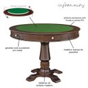 Ver imagem 2 de Mesa de Jogos Carteado 4 Lugares Victoria Redonda Tampo Reversível com Gavetas e Porta Copos