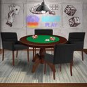 Ver imagem 7 de Mesa de Jogos Carteado Redonda Montreal Tampo Reversível Imbuia com 4 Cadeiras Vicenza Preto Fosco