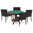 Ver imagem 1 de Mesa de Jogos Carteado Redonda Montreal Tampo Reversível Imbuia com 4 Cadeiras Vicenza Preto Fosco