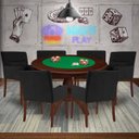 Ver imagem 7 de Mesa de Jogos Carteado Redonda Montreal Tampo Reversível Imbuia com 6 Cadeiras Vicenza Preto Fosco