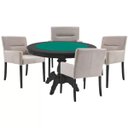 Ver imagem 1 de Mesa de Jogos Carteado Redonda Montreal Tampo Reversível Preto com 4 Cadeiras Vicenza Nude - Gran