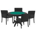 Ver imagem 1 de Mesa de Jogos Carteado Redonda Montreal Tampo Reversível Preto com 4 Cadeiras Vicenza Preto Fosco