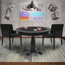 Ver imagem 7 de Mesa de Jogos Carteado Redonda Victoria Tampo Reversível Preto com 2 Cadeiras Vicenza Suede Preto Fo