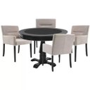 Ver imagem 1 de Mesa de Jogos Carteado Redonda Victoria Tampo Reversível Preto com 4 Cadeiras Vicenza Suede Nude - G