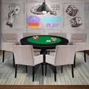 Ver imagem 7 de Mesa de Jogos Carteado Redonda Montreal Tampo Reversível Preto com 6 Cadeiras Vicenza Nude - Gran