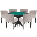 Ver imagem 1 de Mesa de Jogos Carteado Redonda Montreal Tampo Reversível Preto com 6 Cadeiras Vicenza Nude - Gran
