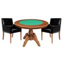 Ver imagem 1 de Mesa de Jogos Carteado Redonda Montreal Tampo Reversível Amêndoa com 2 Cadeiras Liverpool Corino