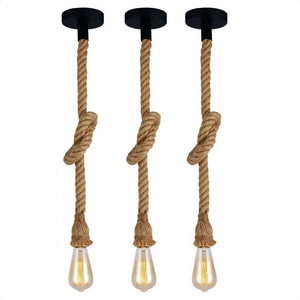 Kit 3 Lustre Pendente Bravalumi Corda Rustic E27 Bivolt