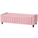 Ver imagem 1 de Calçadeira Baú Casal Queen Estofada Alicia Veludo Rosa Bebe
