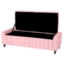 Ver imagem 3 de Calçadeira Baú Casal Queen Estofada Alicia Veludo Rosa Bebe