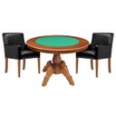 Ver imagem 1 de Mesa de Jogos Carteado Redonda Montreal Tampo Reversível Amêndoa com 2 Cadeiras Liverpool Corino