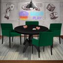 Ver imagem 7 de Mesa de Jogos Carteado Montreal Redonda Tampo Reversível Preto com 4 Cadeiras Vicenza Verde - Gran