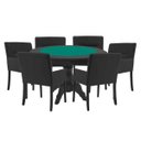 Ver imagem 1 de Mesa de Jogos Carteado Redonda Montreal Tampo Reversível Preto com 6 Cadeiras Vicenza Preto Fosco