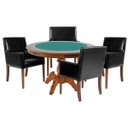 Ver imagem 1 de Mesa de Jogos Carteado Redonda Montreal Tampo Reversível Amêndoa com 4 Cadeiras Liverpool Corino