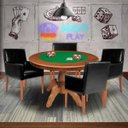 Ver imagem 7 de Mesa de Jogos Carteado Redonda Montreal Tampo Reversível Amêndoa com 4 Cadeiras Liverpool Corino