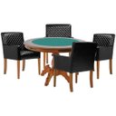 Ver imagem 1 de Mesa de Jogos Carteado Redonda Montreal Tampo Reversível Amêndoa com 4 Cadeiras Liverpool Corino