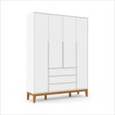 Ver imagem 2 de Roupeiro 4 Pts Nature Clean Sm 100% Mdf Laqueado Branco Soft/eco Wood Slow Motion 71294 Matic