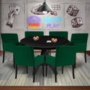 Ver imagem 7 de Mesa de Jogos Carteado Montreal Redonda Tampo Reversível Preto com 6 Cadeiras Vicenza Verde - Gran
