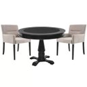 Ver imagem 1 de Mesa de Jogos Carteado Redonda Victoria Tampo Reversível Preto com 2 Cadeiras Vicenza Suede Nude - G