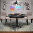 Ver imagem 7 de Mesa de Jogos Carteado Redonda Victoria Tampo Reversível Preto com 2 Cadeiras Vicenza Suede Nude - G