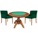 Ver imagem 1 de Mesa de Jogos Carteado Redonda Montreal Tampo Reversível Amêndoa com 2 Cadeiras Vicenza Verde -