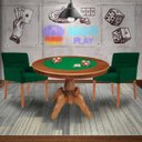 Ver imagem 7 de Mesa de Jogos Carteado Redonda Montreal Tampo Reversível Amêndoa com 2 Cadeiras Vicenza Verde -